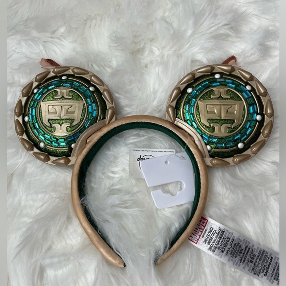 🆕 DISNEY PARKS EARS Wakanda Forever Black Panther Mickey Ears Green Gold - Picture 1 of 10